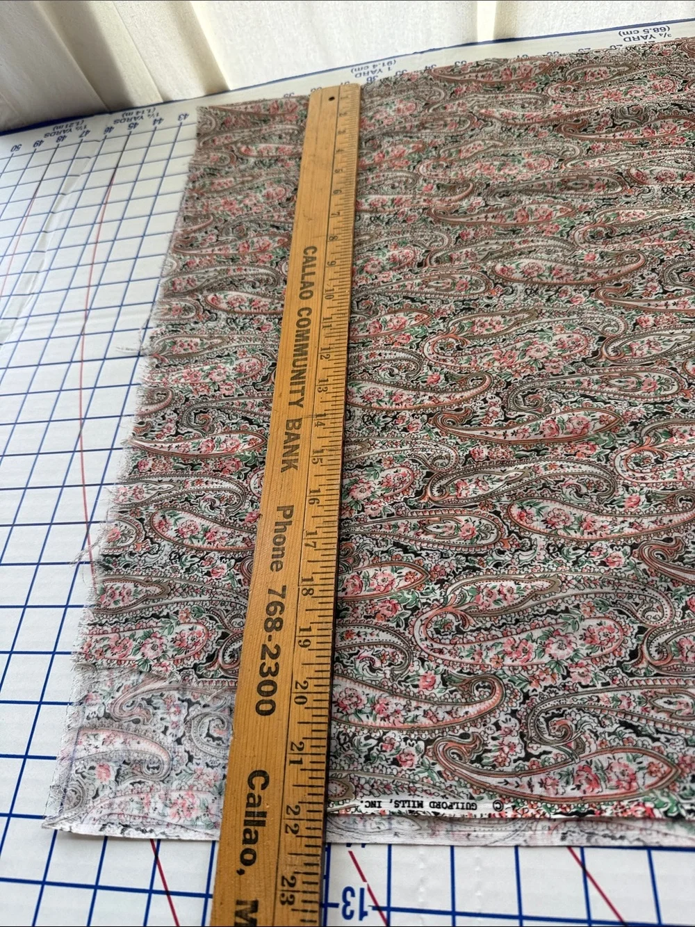 Vintage Guilford Mills Floral Paisley Fabric 1 Yard x 44” Semi Sheer Polyester